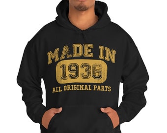 1936 Vintage Hoodie 88th Birthday Gift for Men and Women Born in 1936 Made in 1936 88 Years Old