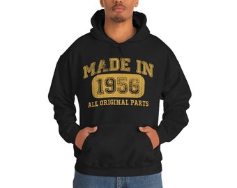 1956 Hooded Sweatshirt for Women and Men Vintage 68th Birthday Gift Made in 1956 68 Years Old