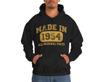 1954 Vintage Birthday Hoodie for HimHer - 70th Year Old Gift - Made in 1954 Hooded Sweatshirt