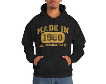 1960 Vintage Hooded Sweatshirt for 64th Birthday  Men and Women  Made in 1960  64 Years Old