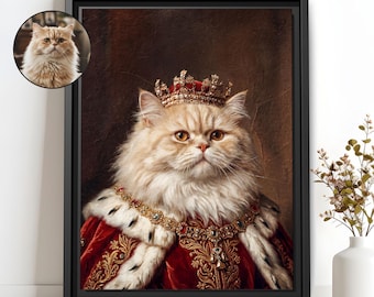 Custom Royal Pet Portrait, Renaissance Oil Painting Style, Framed Canvas (Digital Download + Print)