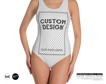 One-Piece Swimsuit - Personalized color Custom design Swimsuit with saying quote face photo images dog cat animal pattern   self gift