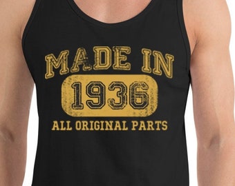 Vintage 1936 Tank Tops for 88th Birthday - Women Men Born in 36 88 Years Old Made in 1936 - Gift Ideas for Him Her