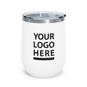 Custom Wine Tumbler 12oz Insulated Tumbler Personalized Wine Tumbler with Lid Logo Name Image White