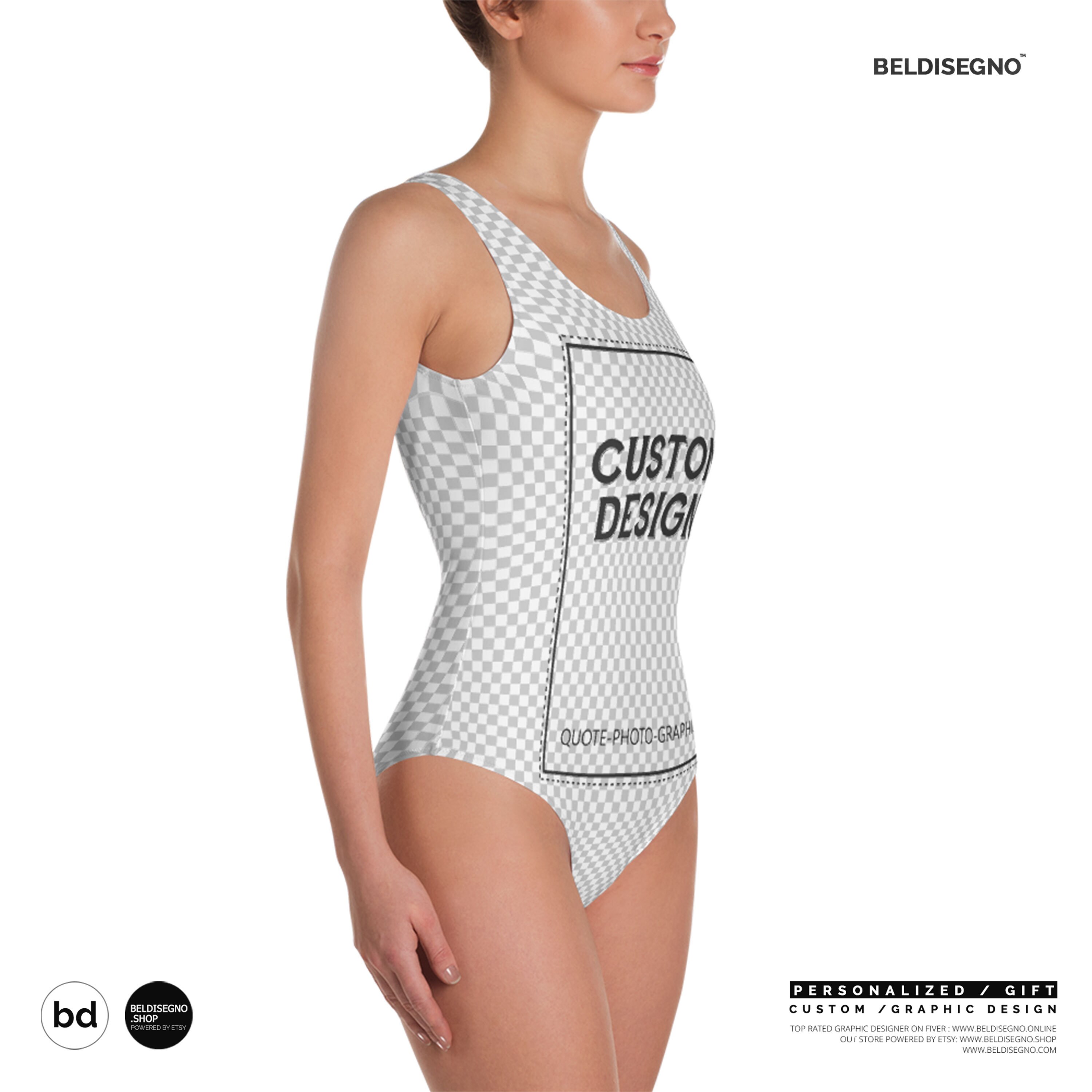 one piece swimsuit with saying