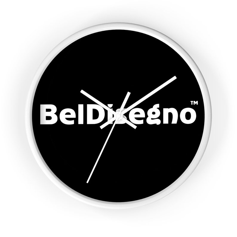 a black and white clock with the word beldkegno on it