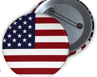 Benutzerdefinierte Pin Buttons: Personalisiertes Foto, Name oder Flagge - USA Made