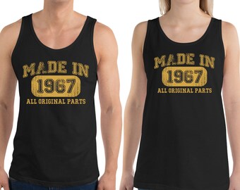Vintage 1967 Birthday Tank Tops for Men and Women - 57th Birthday Gifts - Made in 1967 Tanks