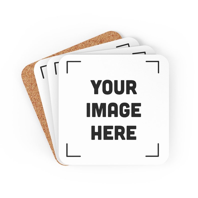 three coasters with the words your image here on them