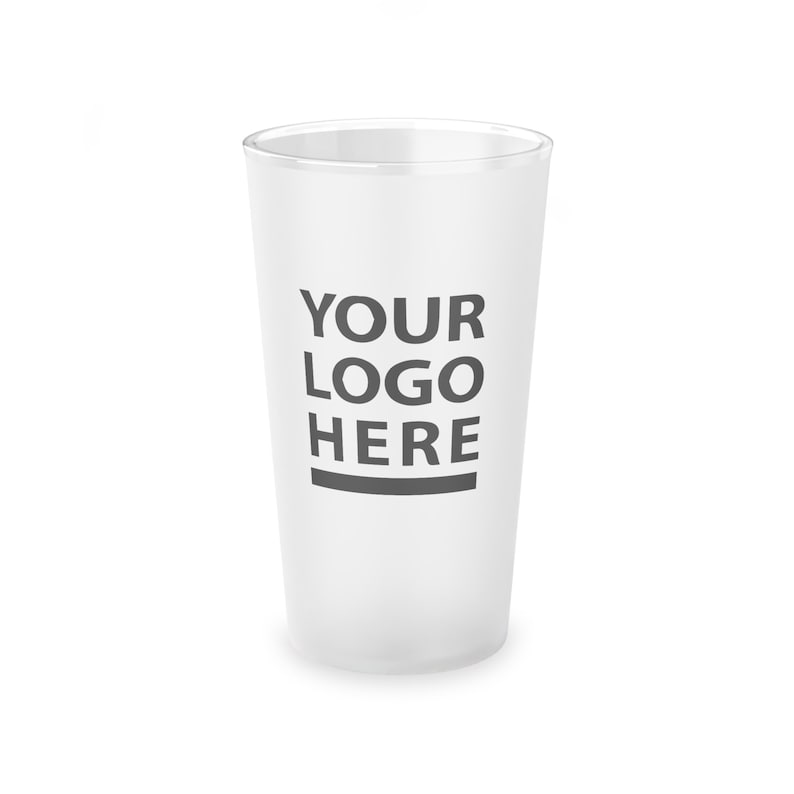 Custom Pint Glass Frosted Clear, Beer glass customizable with your text logo and image printed on it Frosted