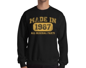 Vintage 1987 Sweatshirt for 37th Birthday - Custom Made in 1987 - Unisex Birthday Gift