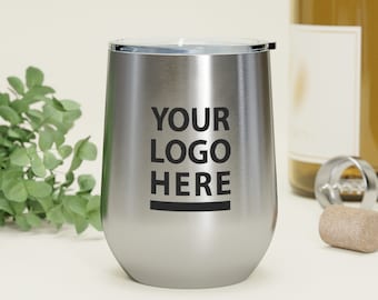 Custom Wine Tumbler 12oz Insulated Tumbler Personalized Wine Tumbler with Lid Logo Name Image