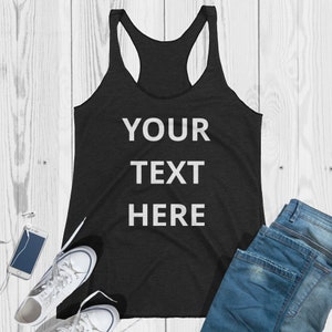 Custom image tank top | Personalized  Racerback Tank | custom photo tank  - Customize With your Photo graphic world text quote self gift
