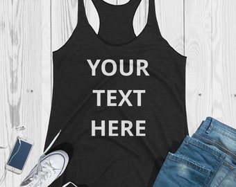 Custom image tank top | Personalized  Racerback Tank | custom photo tank  - Customize With your Photo graphic world text quote self gift