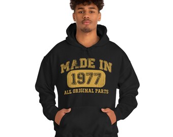 1977 Vintage Hooded Sweatshirt for Women Men - 47th Birthday Gift - Made in 77 - 47th Year Old Hoodie