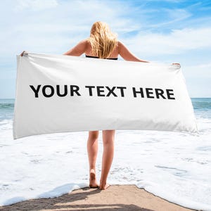 Personalized Beach Towel: Custom Photo & Saying, Soft Cotton Blend