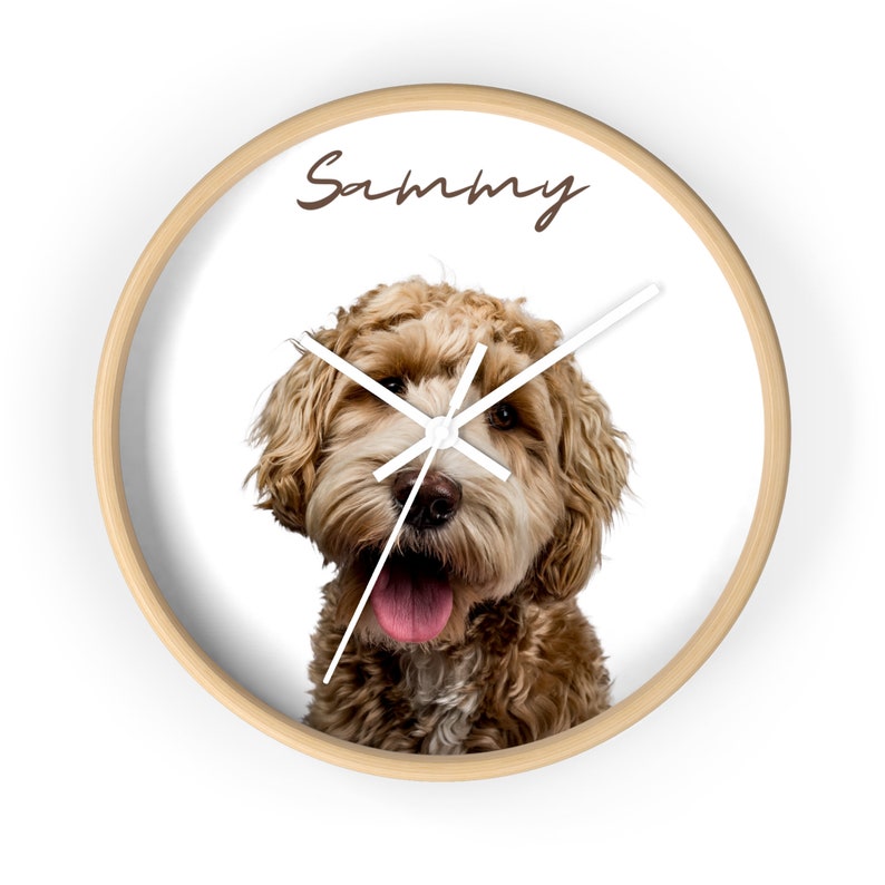 a clock with a picture of a dog on it