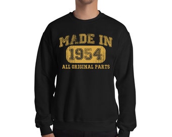 1954 Birthday Sweatshirt for Men and Women - Custom Made 70th Birthday Gift - Vintage 1954 Design