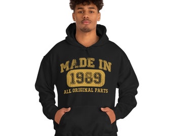 1989 Vintage Hooded Sweatshirt - 35th Birthday Gift for Men and Women - Made in 1989 -  - 35 Year Old Present