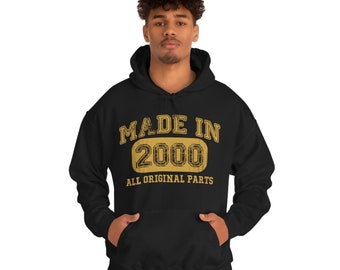 Vintage 2000 Birthday Hoodie - 24th Birthday Gift for Men and Women Made in 2000 - 24 Years Old - Hooded Sweatshirt for Her or Him