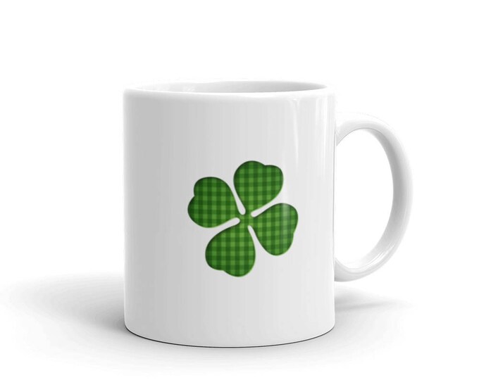 Clover St Patricks Day Coffee Mug, four leaf clover shamrock St Patrick's day  shamrocks 4 leaf clover Irish gifts mug