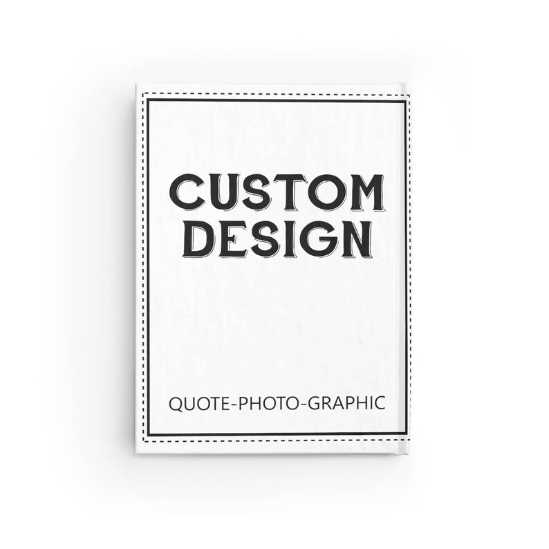 a white book with the words custom design on it