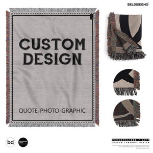 Woven Throw Blankets Personalized Blanket With Photo Quote Graphic Custom Design Picture Blanket Decorative Throws Sofas, Bedroom Wall Decor image 2