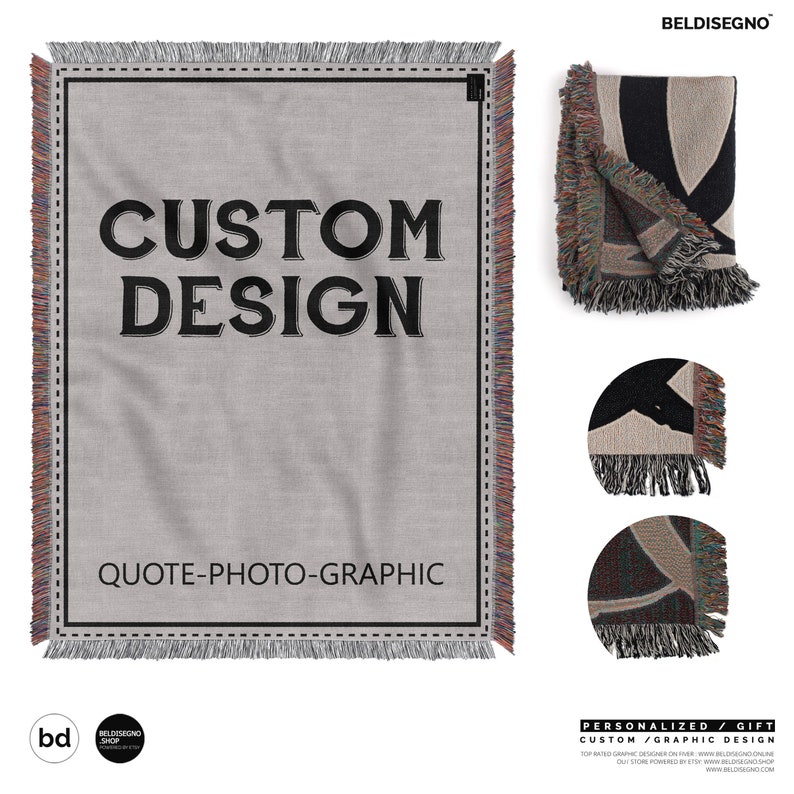 Woven Throw Blankets Personalized Blanket With Photo Quote Etsy