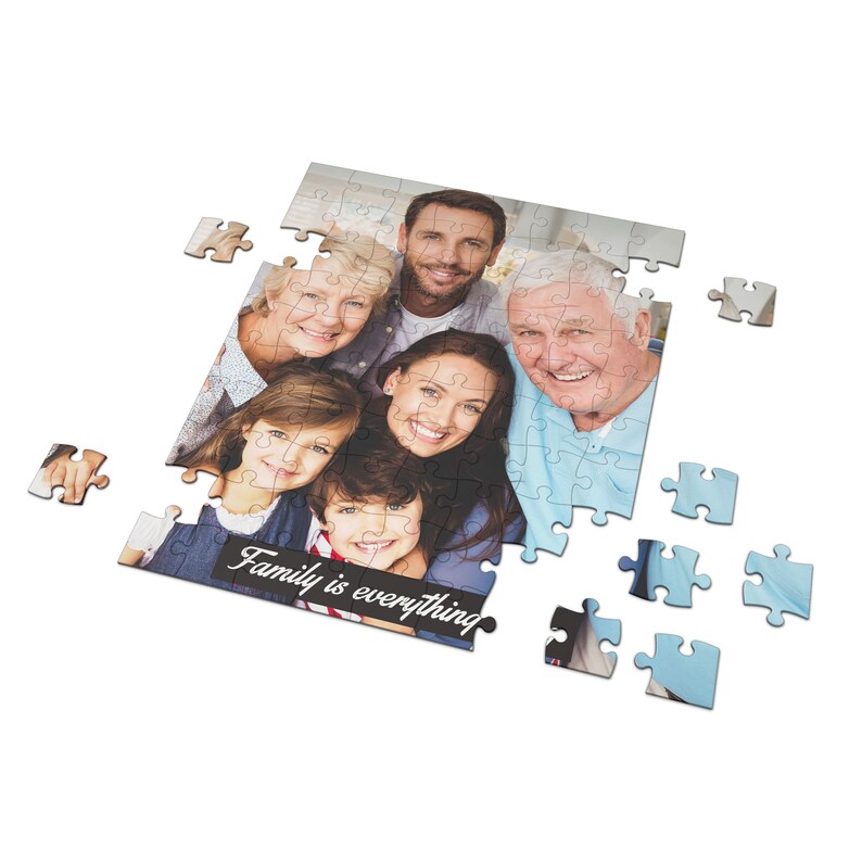 a jigsaw puzzle with a family picture on it