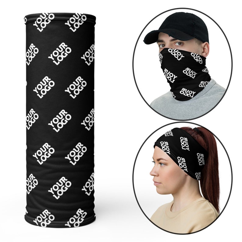 Custom Solid Color Neck Gaiter Face Covering Mask with logo Personalized Facemask Gaiter Bandana Head Shield Adults Protection Scarf Head image 3