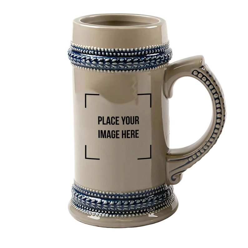 Custom Beer Steins Personalized Photo Beer Stein Groomsmen Beer Stein ceramic beer mug 16oz 20oz 22oz with Gold Trim Glass Ceramic D-Handle image 2