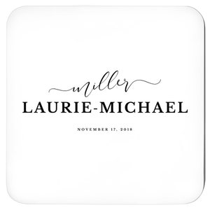 Custom Coasters Set, Funny Personalized Coaster with Name or your favorite Photos, Personalised Save the date Coaster Monogram, Set of 46 image 8