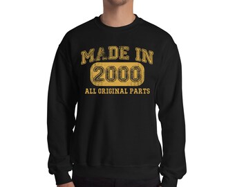 Vintage 2000 Sweatshirts for Men and Women - 24th Birthday Gift Born in 2000 Made in 2000 - 24 Years Old