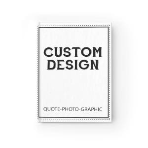 a white card with the words custom design on it