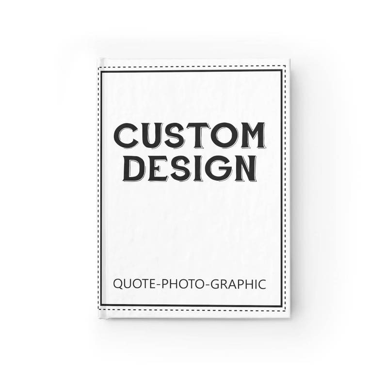 a white card with the words custom design on it