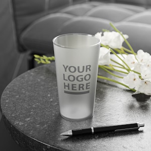 Custom Pint Glass Frosted Clear, Beer glass customizable with your text logo and image printed on it image 9