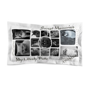 a pillow case with pictures of dogs and cats