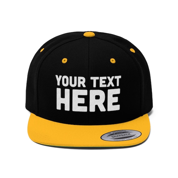 Custom Snapback Custom Flat Bill Hat, Snapback Cap, Custom TEXT