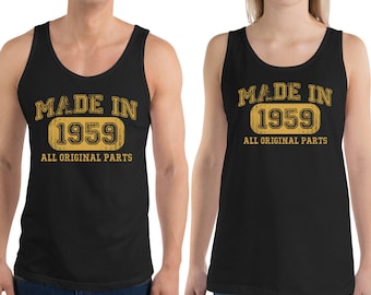 1959 Vintage 65th Birthday Tank Tops for Women and Men - Made in 1959 65 Year Old Birthday Gift