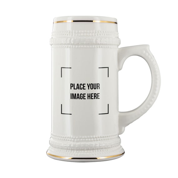 Custom Beer Steins Personalized Photo Beer Stein Groomsmen Beer Stein ceramic beer mug 16oz 20oz 22oz with Gold Trim Glass Ceramic D Handle