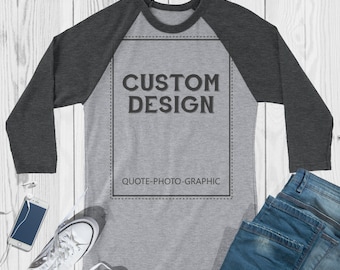 Custom 3/4 Sleeve Raglan Shirt: Personalized Unisex Tee