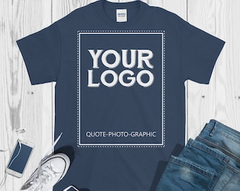 Personalized Short-Sleeve Ultra Cotton T-Shirt - 2XL 3XL 4XL 5XL  - Customize With your photo - Logo - Graphic custom text quote self gift