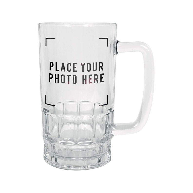 Custom Beer Steins Personalized Photo Beer Stein Groomsmen Beer Stein ceramic beer mug 16oz 20oz 22oz with Gold Trim Glass Ceramic D-Handle image 6