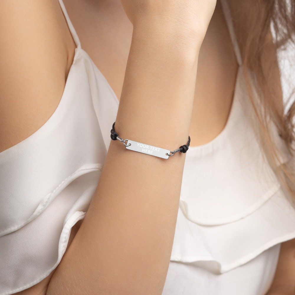 Custom Engraved Silver Bar String Bracelet Bar Bracelet Personalized Gold Silver Rose Gold Custom Name Jewelry Personalized Jewelry Custom Engraved Silver Bar String Bracelet Bar Bracelet Personalized Gold Silver Rose Gold Custom Name Jewelry Personalized Jewelry