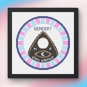 Modèle de point de croix Ouija - Genre qui sait, décoration sorcière Trans Pride (Modèle PDF)