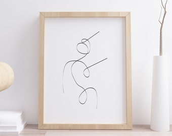 Single Lady Line Drawing, Abstract Art Print, Dance Move Sketch, Abstract Drawing,  Minimal Wall Art, Black and White Wall Art