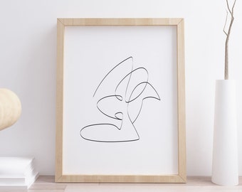 Modern Line Drawing Abstract Line Art, Black and White Modern Minimalist Wall Art, Print Sketch Line Art Download