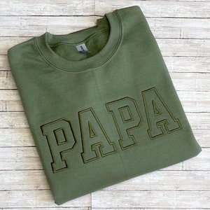 Neutral Embroidered Sweatshirt, Papa Sweatshirt, Varsity Letter Sweatshirt, Unisex, Custom Order, Embroidered Papa Crewneck, Monogram