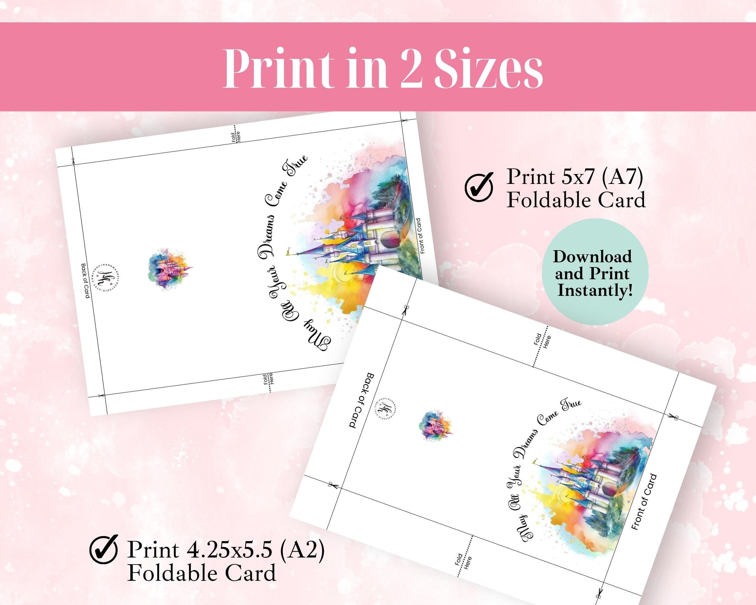 Magical Kingdom Printable Birthday Greeting Card With Envelope INSTANT ...