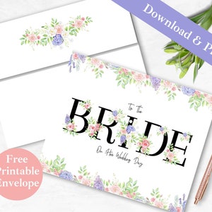 Karte für Braut Hochzeit Druckbare Grußkarte und Umschlag | SOFORTIGER DOWNLOAD PDF | Verlobung Brautparty Digitale Kartenvorlage für Mrs